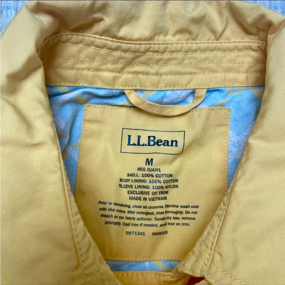 L.L.Bean Yellow Jacket M Double Breasted Cotton Coat Lightweight Utility - Picture 14 of 15